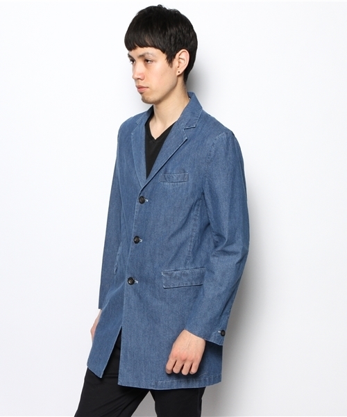 AMERICAN RAG CIE（アメリカンラグシー）の「AMERICAN RAG CIE デニムチェスターコート 114-AHP-M141-CO052∴（チェスターコート・メンズ・インディゴブルー/サックスブルー・1/3/2）」の8枚目の写真