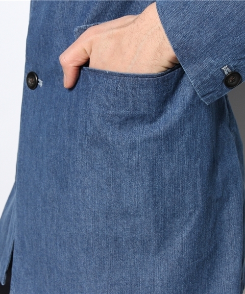 AMERICAN RAG CIE（アメリカンラグシー）の「AMERICAN RAG CIE デニムチェスターコート 114-AHP-M141-CO052∴（チェスターコート・メンズ・インディゴブルー/サックスブルー・1/3/2）」の13枚目の写真