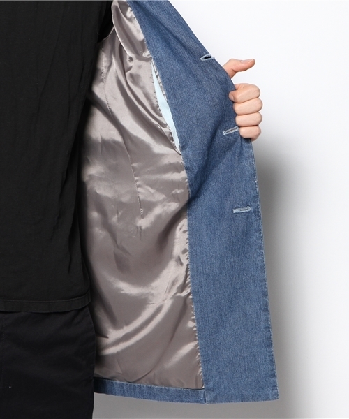 AMERICAN RAG CIE（アメリカンラグシー）の「AMERICAN RAG CIE デニムチェスターコート 114-AHP-M141-CO052∴（チェスターコート・メンズ・インディゴブルー/サックスブルー・1/3/2）」の14枚目の写真