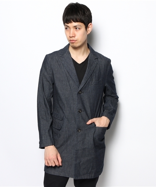AMERICAN RAG CIE（アメリカンラグシー）の「AMERICAN RAG CIE デニムチェスターコート 114-AHP-M141-CO052∴（チェスターコート・メンズ・インディゴブルー/サックスブルー・1/3/2）」の4枚目の写真