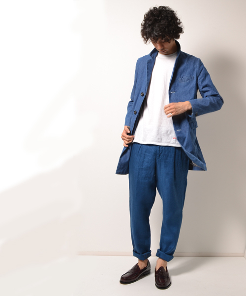 AMERICAN RAG CIE（アメリカンラグシー）の「AMERICAN RAG CIE デニムチェスターコート 114-AHP-M141-CO052∴（チェスターコート・メンズ・インディゴブルー/サックスブルー・1/3/2）」の5枚目の写真