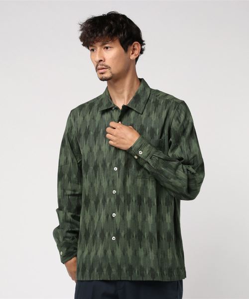 Universal Works(ユニバーサルワークス)の「Universal Works / HEAVY IKAT ガレージシャツ グリーン <MEN>(シャツ/ブラウス・メンズ・グリーン・MEDIUM)」の1枚目の写真
