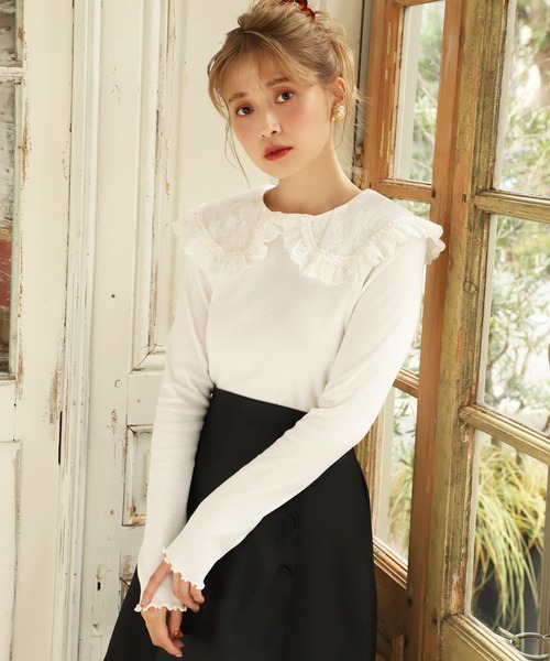 one after another NICE CLAUP（ワンアフターアナザーナイスクラップ）の「裾レースインナー（Tシャツ/カットソー・レディース・オフホワイト/アイボリー/モカ・FREE）」の9枚目の写真