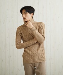 VIBGYOR Select/ケーブル編タートルネックニット(BL)