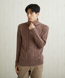 VIBGYOR Select/ケーブル編タートルネックニット(BL)