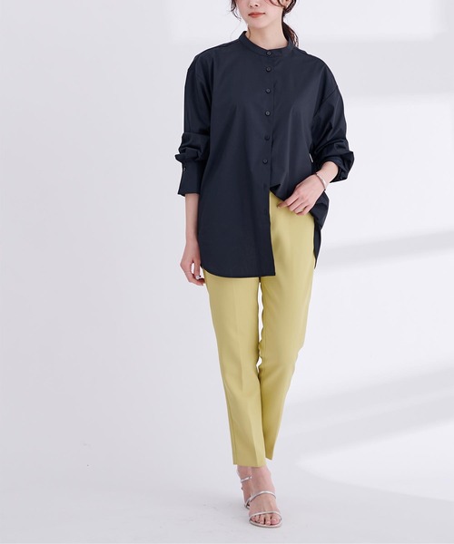 UR'S（ユアーズ）の「釦バックスリットチュニックシャツ（シャツ/ブラウス・レディース・ベージュ/オフホワイト/グリーン系その他/ストライプ/ホワイト系その他/ピンク/グレー系その他/グリーン/ホワイト×ブラック/ブルー系その他/ネイビー/ブラウン系その他/カーキ/ブルー/ブラウン・S/M/L）」の20枚目の写真