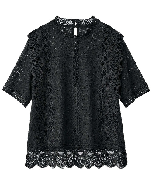 GeeRA(ジーラ)の「総レース半袖ブラウス(シャツ/ブラウス・レディース・ブラック/オフホワイト/モカ・LARGE/MEDIUM/XX-LARGE/X-LARGE)」の5枚目の写真