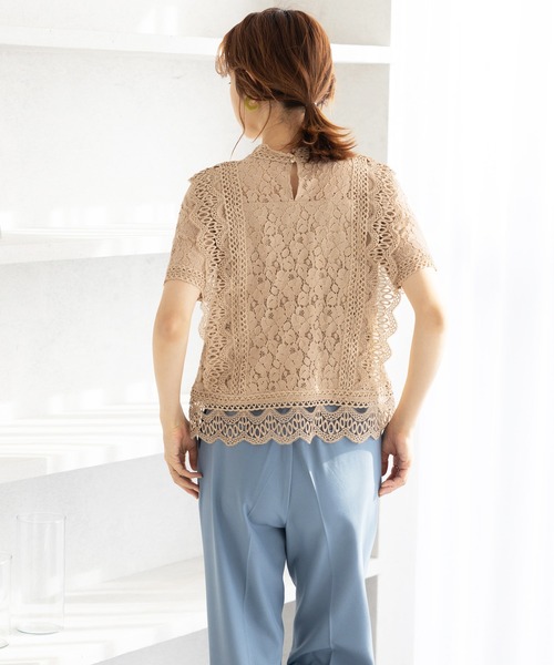 GeeRA(ジーラ)の「総レース半袖ブラウス(シャツ/ブラウス・レディース・ブラック/オフホワイト/モカ・LARGE/MEDIUM/XX-LARGE/X-LARGE)」の15枚目の写真