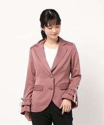 axes femme】ジャケット アウター ジップアップ 編み上げリボン レース 後レースアップトレンチコート[品番：IGAW0004694]｜axes femme