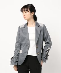 axes femme】ジャケット アウター ジップアップ 編み上げリボン レース レースフリル編上ジャケット | レディース服・レディース