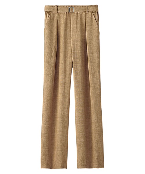 BELLUNA PLUS(ベルーナ)の「麻調ビンテージベルト付ワイドパンツ56丈(その他パンツ・レディース・ベージュ/ネイビー/カーキ/サンドベージュ・SMALL/MEDIUM/LARGE/X-LARGE/XX-LARGE/XXX-LARGE/XXXX-LARGE)」の1枚目の写真