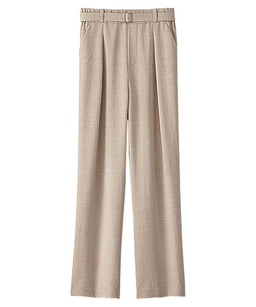 BELLUNA PLUS(ベルーナ)の「麻調ビンテージベルト付ワイドパンツ56丈(その他パンツ・レディース・ベージュ/ネイビー/カーキ/サンドベージュ・SMALL/MEDIUM/LARGE/X-LARGE/XX-LARGE/XXX-LARGE/XXXX-LARGE)」の2枚目の写真