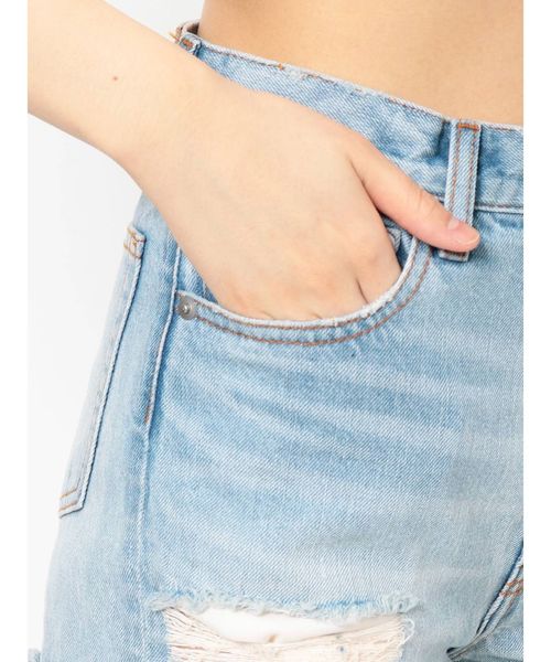 EVRIS(エヴリス)の「オーバークラッシュデニムテーパードパンツ(デニムパンツ・レディース・ホワイト/ライトブルー・SMALL/MEDIUM)」の18枚目の写真