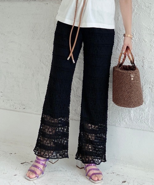 archives（アルシーヴ）の「カットレースフリルパンツ（その他パンツ・レディース・ブラック/アイボリー/モカ・MEDIUM）」の3枚目の写真