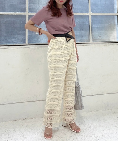 archives（アルシーヴ）の「カットレースフリルパンツ（その他パンツ・レディース・ブラック/アイボリー/モカ・MEDIUM）」の7枚目の写真