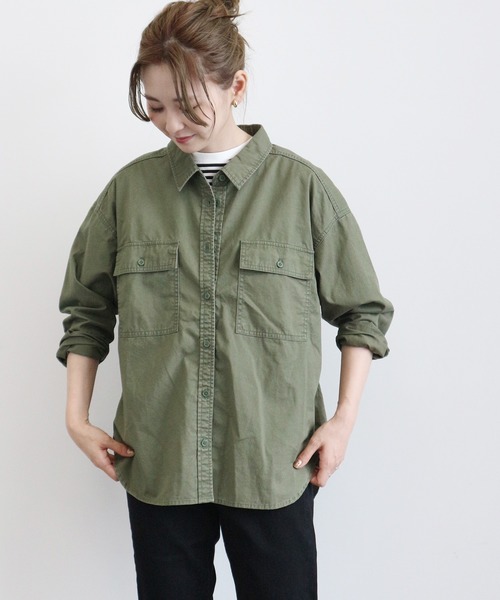 AMERICAN HOLIC（アメリカンホリック）の「CPOシャツ　〇＊（シャツ/ブラウス・レディース・インディゴブルー/カーキ/アイボリー・FREE）」の2枚目の写真