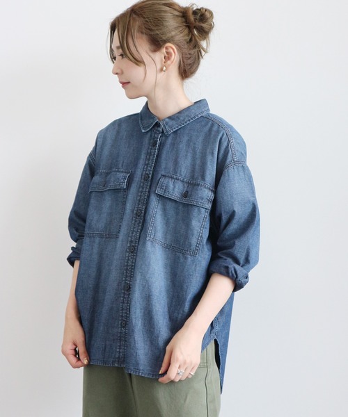 AMERICAN HOLIC（アメリカンホリック）の「CPOシャツ　〇＊（シャツ/ブラウス・レディース・インディゴブルー/カーキ/アイボリー・FREE）」の3枚目の写真