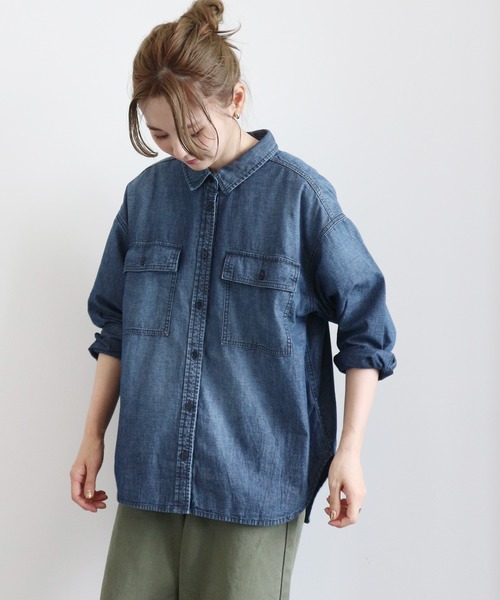 AMERICAN HOLIC（アメリカンホリック）の「CPOシャツ　〇＊（シャツ/ブラウス・レディース・インディゴブルー/カーキ/アイボリー・FREE）」の8枚目の写真