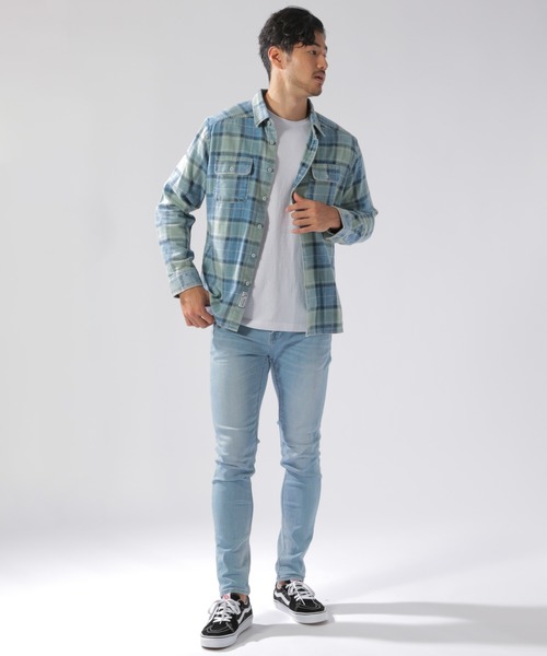 BAYFLOW（ベイフロー）の「インディゴチェックシャツ（シャツ/ブラウス・メンズ・ベージュ/ネイビー/マルーン・SMALL/MEDIUM/LARGE）」の20枚目の写真