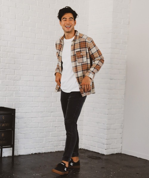 BAYFLOW（ベイフロー）の「インディゴチェックシャツ（シャツ/ブラウス・メンズ・ベージュ/ネイビー/マルーン・SMALL/MEDIUM/LARGE）」の5枚目の写真