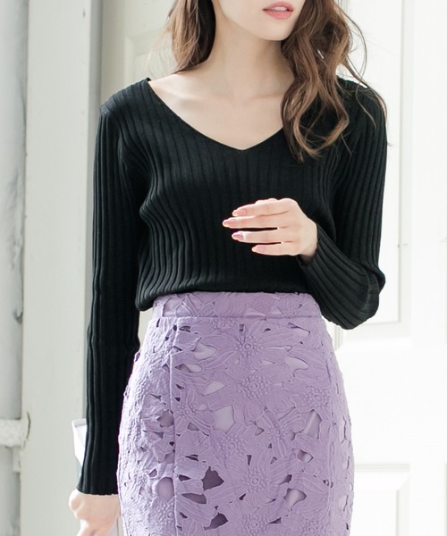 Julia Boutique(ジュリアブティック)の「ネックが選べるベーシックリブニットトップス/20510(ニット/セーター・レディース・ホワイト系その他/ブラック系その他/ベージュ系その他/レッド系その他/ホワイト系その他2/ブラック系その他2/ベージュ系その他2/レッド系その他2/ブラウン系その他/パープル系その他2/ブラウン系その他2/パープル系その他/グリーン系その他/ベージュ系1/ベージュ系2/イエロー系その他/グリーン系その他2/イエロー系その他2・ONE)」の5枚目の写真