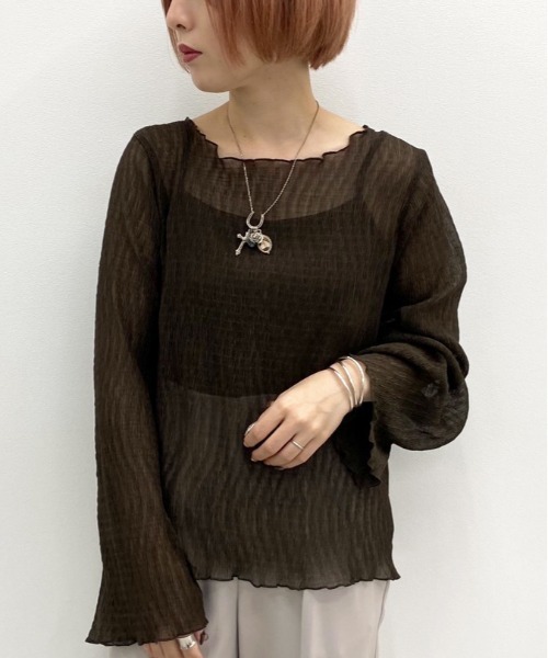 apres jour mignon（アプレジュールミニョン）の「シア―メローTシャツインナーセット【ZOZOTOWN限定アイテム】（シャツ/ブラウス・レディース・ダークブラウン/パープル/その他/アイボリー・フリー）」の2枚目の写真