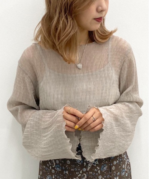 apres jour mignon（アプレジュールミニョン）の「シア―メローTシャツインナーセット【ZOZOTOWN限定アイテム】（シャツ/ブラウス・レディース・ダークブラウン/パープル/その他/アイボリー・フリー）」の4枚目の写真