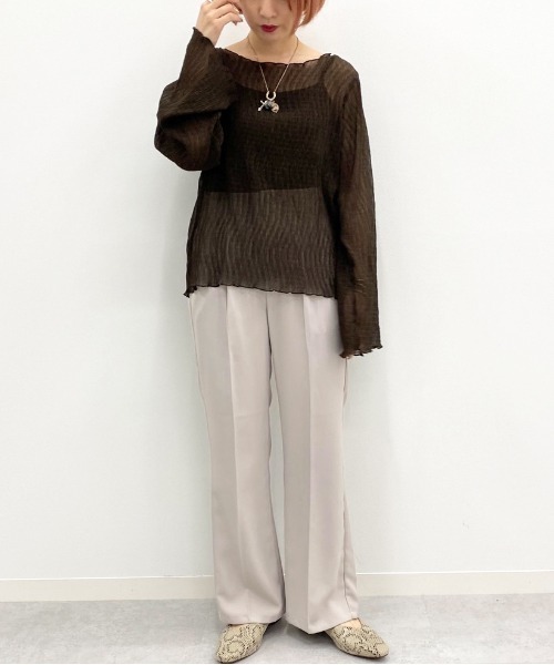 apres jour mignon（アプレジュールミニョン）の「シア―メローTシャツインナーセット【ZOZOTOWN限定アイテム】（シャツ/ブラウス・レディース・ダークブラウン/パープル/その他/アイボリー・フリー）」の5枚目の写真