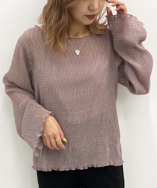 apres jour mignon（アプレジュールミニョン）の「シア―メローTシャツインナーセット【ZOZOTOWN限定アイテム】（シャツ/ブラウス・レディース・ダークブラウン/パープル/その他/アイボリー・フリー）」の7枚目の写真