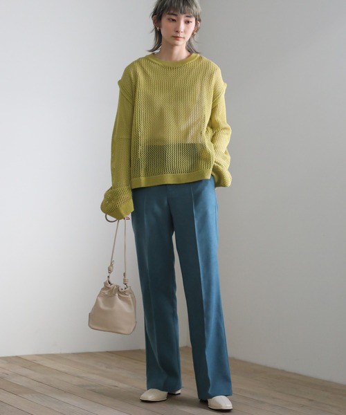 select MOCA（セレクトモカ）の「2021 SS シンプルツイルストレートパンツ（その他パンツ・レディース・ピンク/ライム/ブルー・SMALL/MEDIUM）」の5枚目の写真