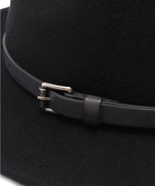 ROSE BUD（ローズバッド）の「(BDH HAT)B0269007 WOOL FELT HAT W/BELT（ハット・レディース・ブラック/グリーン・ONE SIZE）」の6枚目の写真