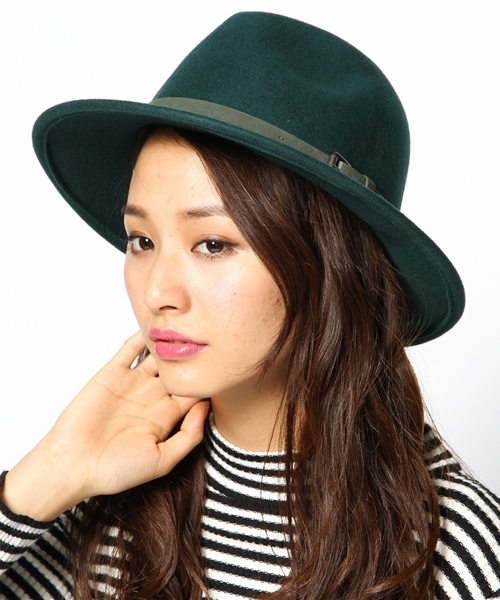 ROSE BUD（ローズバッド）の「(BDH HAT)B0269007 WOOL FELT HAT W/BELT（ハット・レディース・ブラック/グリーン・ONE SIZE）」の3枚目の写真