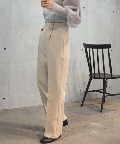 【日本未入荷】3色 センタープレス セミフレア スラックス tiptop スラックス パンツ 「3サイズ展開」センタープレス