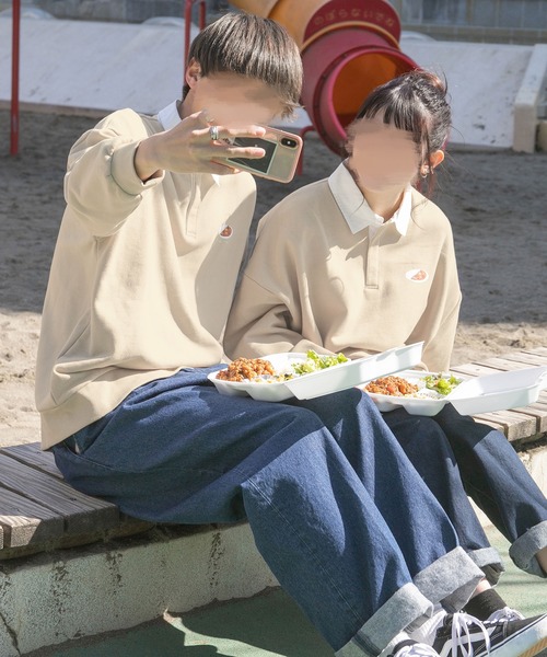 PairPair（ペアペア）の「ワンポイントラガーシャツ(ユニセックス)（スウェット・レディース・アイボリー/ミント/ライトベージュ・FREE）」の2枚目の写真