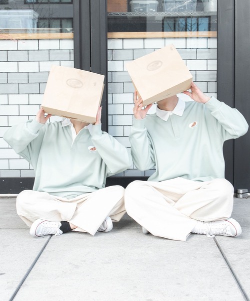 PairPair（ペアペア）の「ワンポイントラガーシャツ(ユニセックス)（スウェット・レディース・アイボリー/ミント/ライトベージュ・FREE）」の3枚目の写真