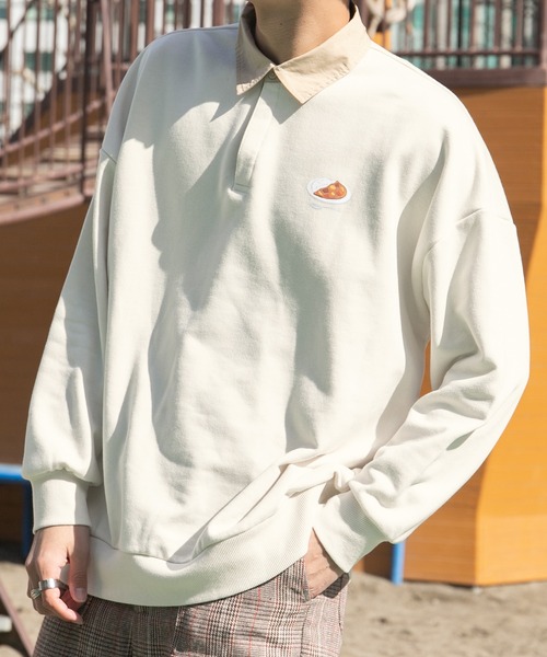 PairPair（ペアペア）の「ワンポイントラガーシャツ(ユニセックス)（スウェット・レディース・アイボリー/ミント/ライトベージュ・FREE）」の4枚目の写真