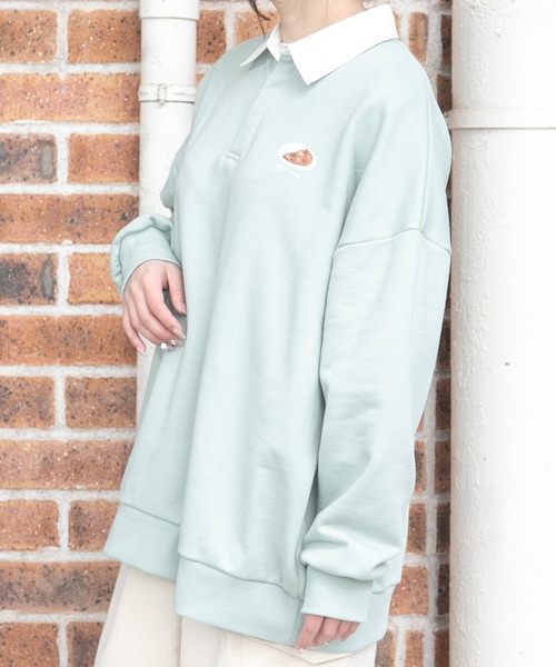 PairPair（ペアペア）の「ワンポイントラガーシャツ(ユニセックス)（スウェット・レディース・アイボリー/ミント/ライトベージュ・FREE）」の5枚目の写真