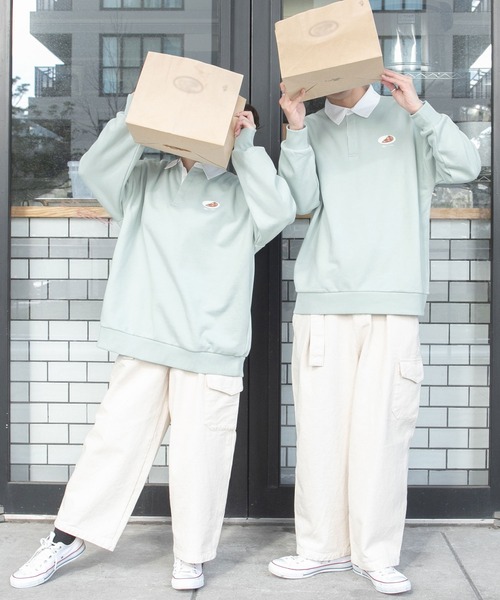 PairPair（ペアペア）の「ワンポイントラガーシャツ(ユニセックス)（スウェット・レディース・アイボリー/ミント/ライトベージュ・FREE）」の14枚目の写真
