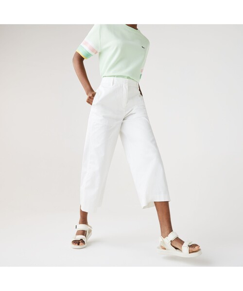 LACOSTE(ラコステ)の「コットンツイルワイドクロップパンツ(その他パンツ・レディース・ホワイト/モスグリーン・40/38/36/34)」の11枚目の写真