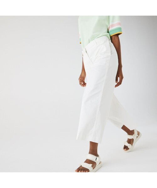 LACOSTE(ラコステ)の「コットンツイルワイドクロップパンツ(その他パンツ・レディース・ホワイト/モスグリーン・40/38/36/34)」の9枚目の写真