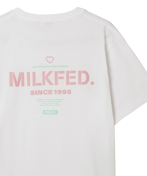 MILKFED.(ミルクフェド)の「S/S TEE EMBROIDERED BAR AND HEART/バックプリント ロゴ半袖Tシャツ(Tシャツ/カットソー・レディース・ライトパープル/ベージュ/ライトピンク/グリーン/ホワイト/チャコールグレー/オフホワイト/ブラック・MEDIUM/SMALL)」の2枚目の写真