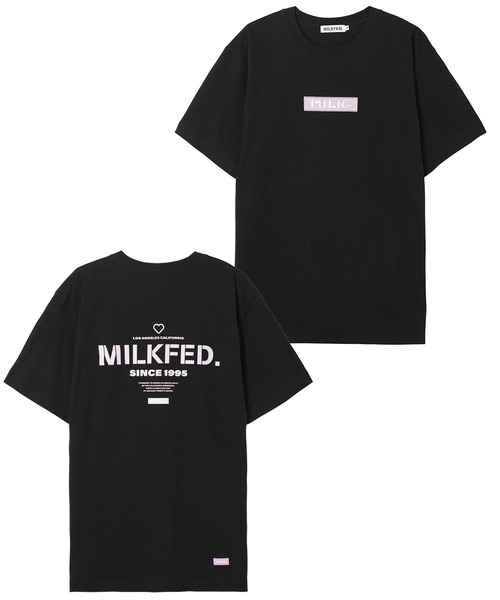 MILKFED.(ミルクフェド)の「S/S TEE EMBROIDERED BAR AND HEART/バックプリント ロゴ半袖Tシャツ(Tシャツ/カットソー・レディース・ライトパープル/ベージュ/ライトピンク/グリーン/ホワイト/チャコールグレー/オフホワイト/ブラック・MEDIUM/SMALL)」の15枚目の写真