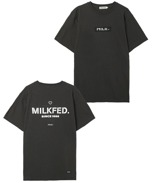 MILKFED.(ミルクフェド)の「S/S TEE EMBROIDERED BAR AND HEART/バックプリント ロゴ半袖Tシャツ(Tシャツ/カットソー・レディース・ライトパープル/ベージュ/ライトピンク/グリーン/ホワイト/チャコールグレー/オフホワイト/ブラック・MEDIUM/SMALL)」の13枚目の写真