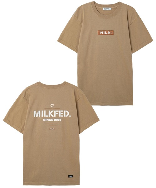 MILKFED.(ミルクフェド)の「S/S TEE EMBROIDERED BAR AND HEART/バックプリント ロゴ半袖Tシャツ(Tシャツ/カットソー・レディース・ライトパープル/ベージュ/ライトピンク/グリーン/ホワイト/チャコールグレー/オフホワイト/ブラック・MEDIUM/SMALL)」の11枚目の写真