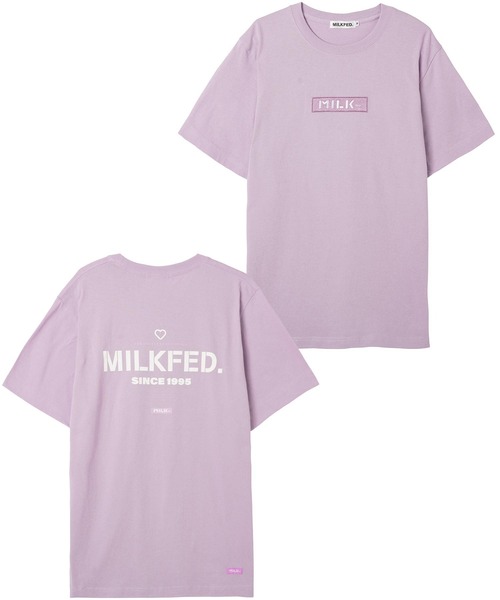 MILKFED.(ミルクフェド)の「S/S TEE EMBROIDERED BAR AND HEART/バックプリント ロゴ半袖Tシャツ(Tシャツ/カットソー・レディース・ライトパープル/ベージュ/ライトピンク/グリーン/ホワイト/チャコールグレー/オフホワイト/ブラック・MEDIUM/SMALL)」の18枚目の写真