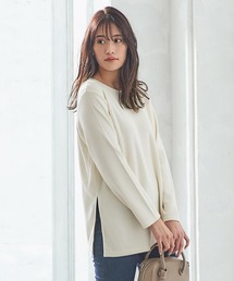 細ベルト付リブチュニックカットソー
