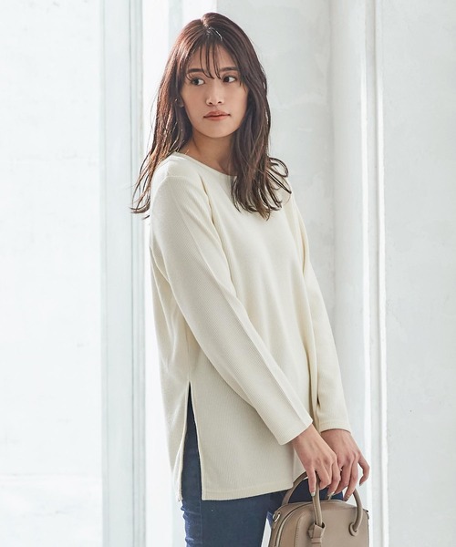 KOBE LETTUCE(コウベレタス)の「細ベルト付リブチュニックカットソー(Tシャツ/カットソー・レディース・ブルー系その他/ブラウン/ベージュ系その他/アイボリー/ラベンダー・FREE)」の2枚目の写真