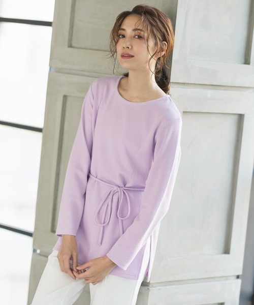KOBE LETTUCE(コウベレタス)の「細ベルト付リブチュニックカットソー(Tシャツ/カットソー・レディース・ブルー系その他/ブラウン/ベージュ系その他/アイボリー/ラベンダー・FREE)」の16枚目の写真