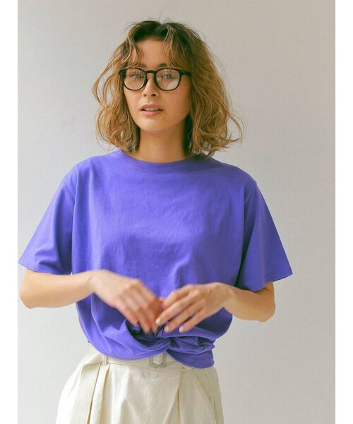 Ungrid（アングリッド）の「ツイストショートTee（Tシャツ/カットソー・レディース・オフホワイト/イエロー/パープル・FREE）」の4枚目の写真