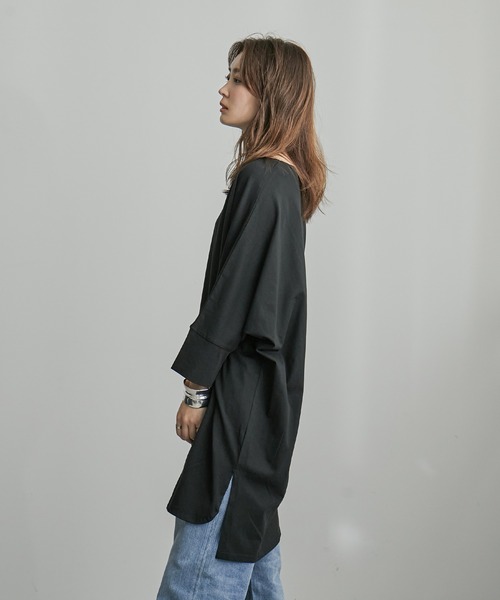 Fashion Letter（ファッションレター）の「ラウンドネックチュニック（Tシャツ/カットソー・レディース・グレイッシュベージュ/ブラック/オフホワイト・M/4L/LL）」の14枚目の写真